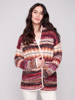 CARDIGAN | SPACE DYE JACQUARD-Jackets & Sweaters-CHARLIE B-XSMALL-JEWEL-Coriander