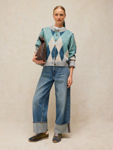 CARDIGAN SWEATER | ARGYLE CHECK-Jackets & Sweaters-WHITE STUFF-Coriander