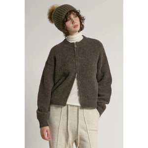 CARDIGAN SWEATER | CROPPED ZIP-UP-Jackets & Sweaters-LOOK BY M-Coriander