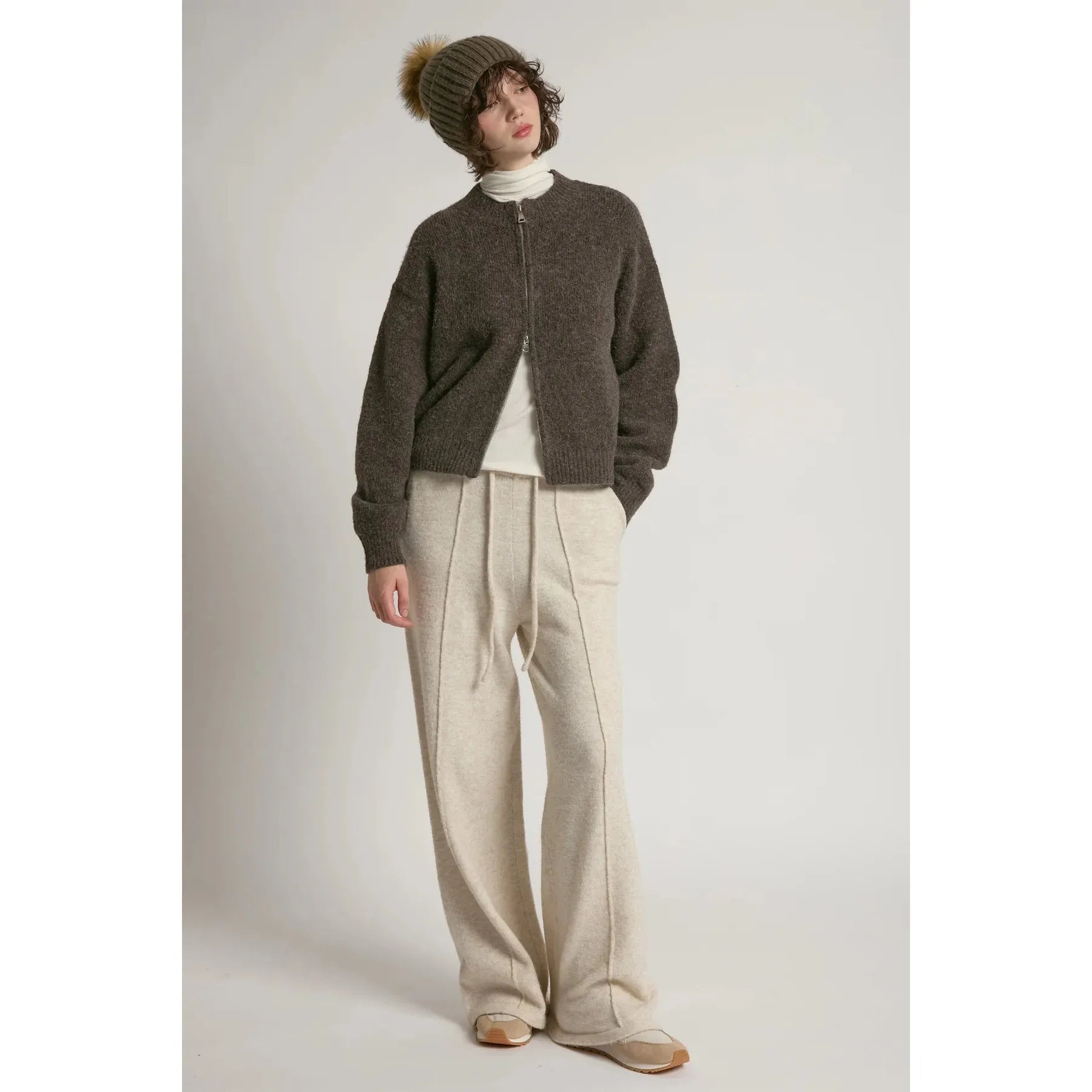 CARDIGAN SWEATER | CROPPED ZIP-UP-Jackets & Sweaters-LOOK BY M-Coriander