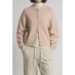 CARDIGAN SWEATER | CROPPED ZIP-UP-Jackets & Sweaters-LOOK BY M-ONE-Pink-Coriander