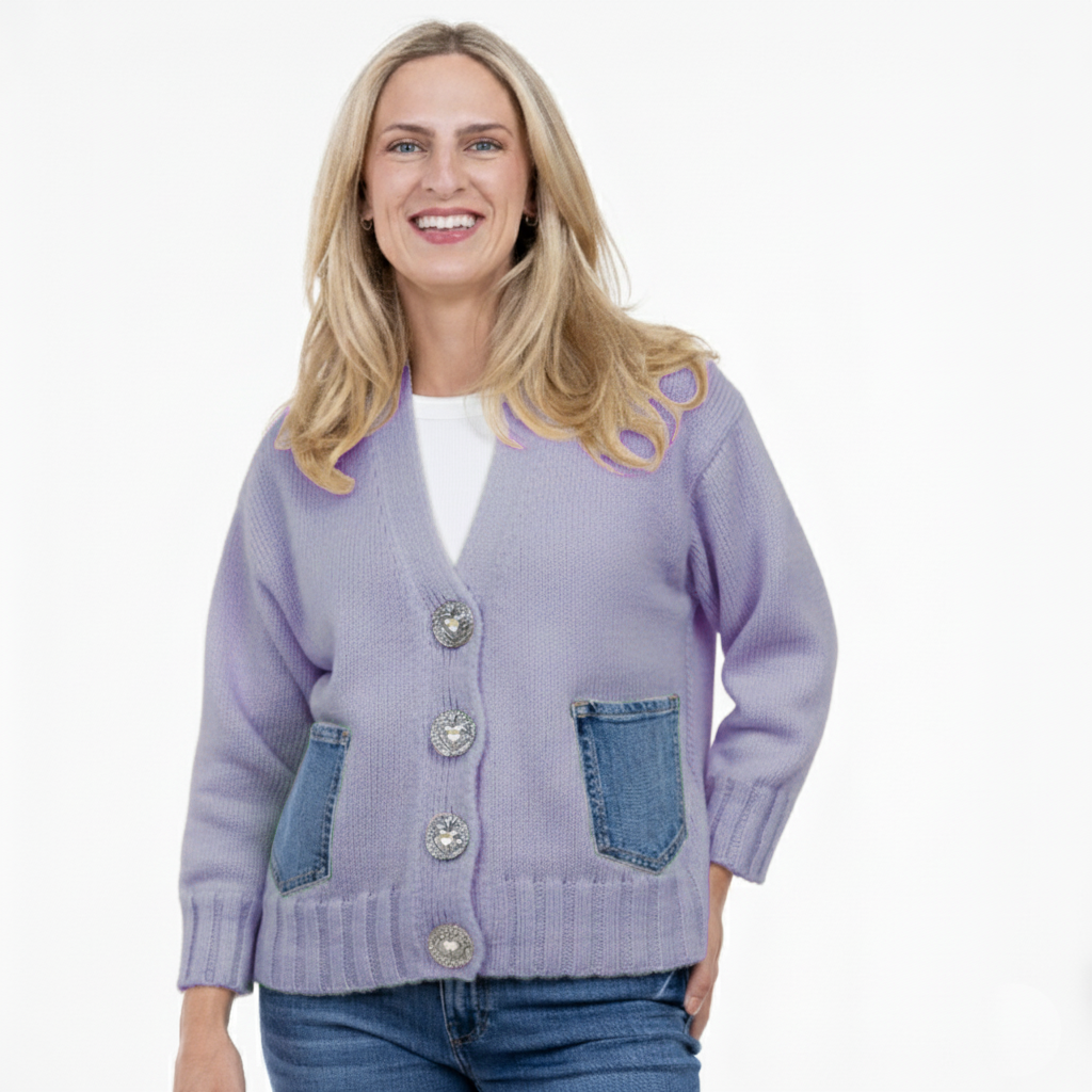 CARDIGAN SWEATER | HARRISON-Jackets & Sweaters-SHANNON PASSERO-ONE-WASHED LAVENDER-Coriander