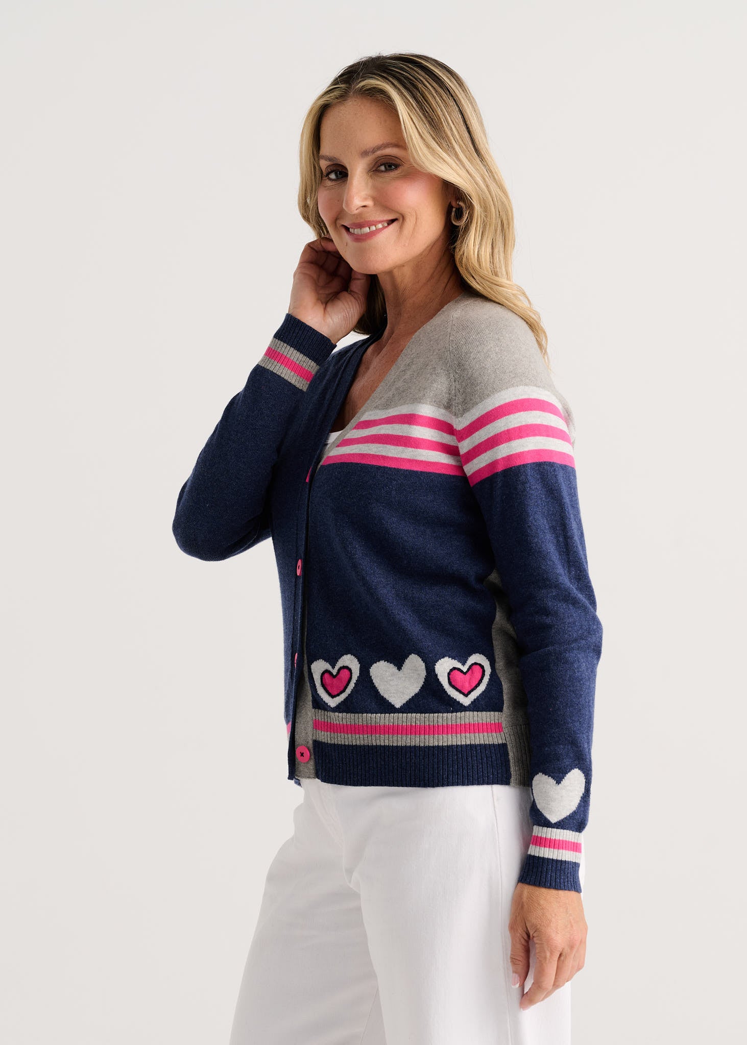 CARDIGAN SWEATER | HEARTS-Jackets & Sweaters-ZAKET & PLOVER-Coriander