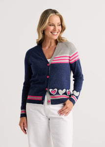 CARDIGAN SWEATER | HEARTS-Jackets & Sweaters-ZAKET & PLOVER-XSMALL-DENIM-Coriander