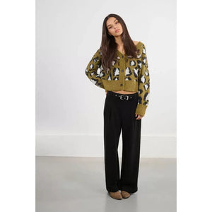 CARDIGAN SWEATER | LEOPARD PRINT-Jackets & Sweaters-MOLLY BRACKEN-Coriander