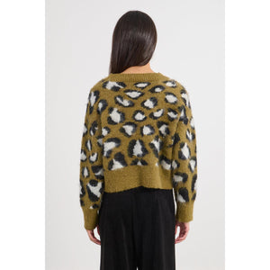 CARDIGAN SWEATER | LEOPARD PRINT-Jackets & Sweaters-MOLLY BRACKEN-Coriander