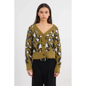 CARDIGAN SWEATER | LEOPARD PRINT-Jackets & Sweaters-MOLLY BRACKEN-Coriander