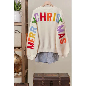 CARDIGAN SWEATER | MERRY CHRISTMAS-Jackets & Sweaters-MELLO-Coriander