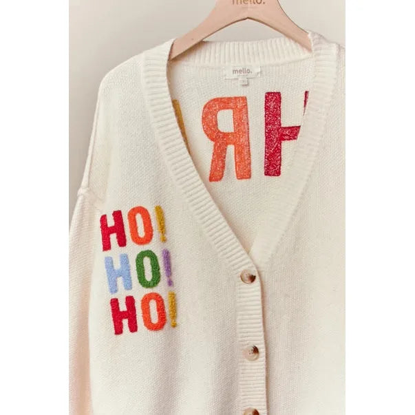 CARDIGAN SWEATER | MERRY CHRISTMAS-Jackets & Sweaters-MELLO-Coriander