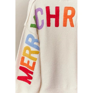 CARDIGAN SWEATER | MERRY CHRISTMAS-Jackets & Sweaters-MELLO-Coriander