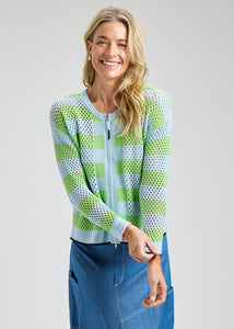 CARDIGAN SWEATER | POINTELLE ZIP-Jackets & Sweaters-ZAKET & PLOVER-Coriander