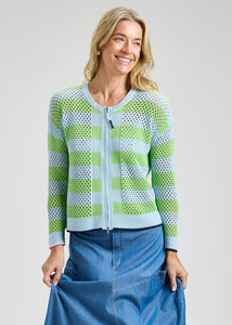 CARDIGAN SWEATER | POINTELLE ZIP-Jackets & Sweaters-ZAKET & PLOVER-XSMALL-POWDER-Coriander