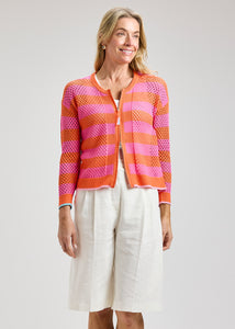 CARDIGAN SWEATER | POINTELLE ZIP-Jackets & Sweaters-ZAKET & PLOVER-XSMALL-SUNSET-Coriander