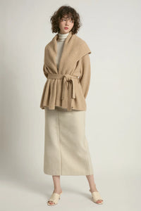 CARDIGAN SWEATER | SHAWL COLLAR BELTED-Jackets & Sweaters-LOOK BY M-Coriander