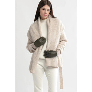 CARDIGAN SWEATER | SHAWL COLLAR BELTED-Jackets & Sweaters-LOOK BY M-Coriander