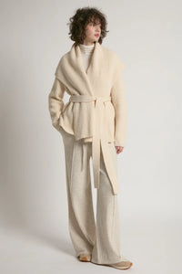 CARDIGAN SWEATER | SHAWL COLLAR BELTED-Jackets & Sweaters-LOOK BY M-Coriander