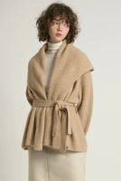 CARDIGAN SWEATER | SHAWL COLLAR BELTED-Jackets & Sweaters-LOOK BY M-ONE-SAND-Coriander