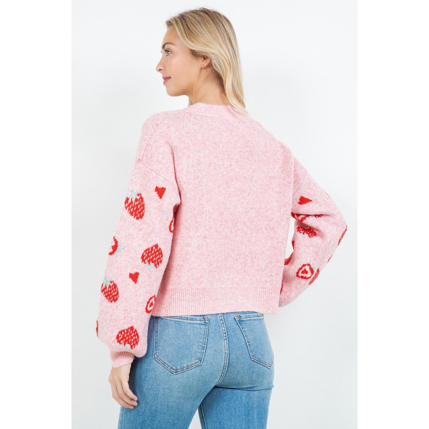 CARDIGAN SWEATER | STRAWBERRY HEART-Jackets & Sweaters-DREAMERS BY DEBUT-Coriander