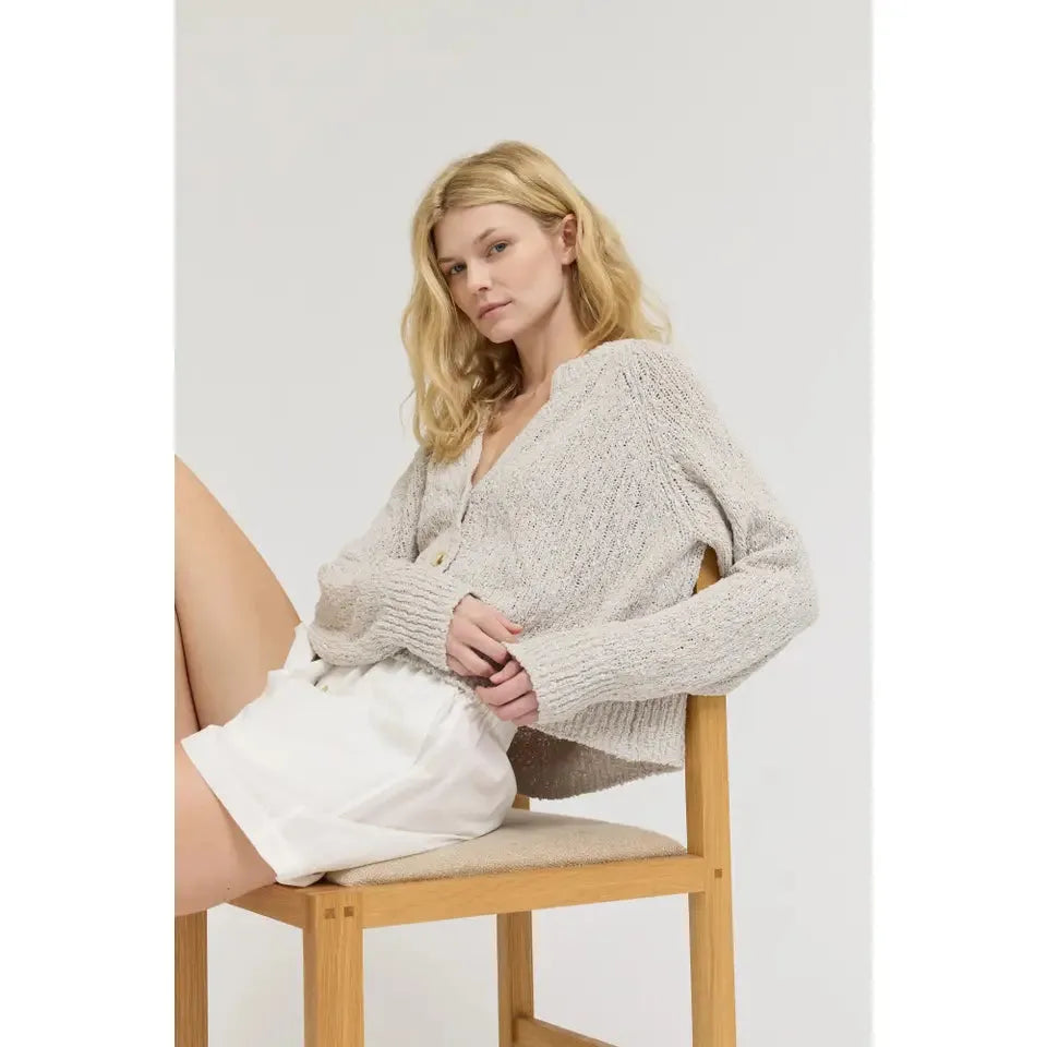CARDIGAN SWEATER | TEXTURED V-NECK-Jackets & Sweaters-GRADE AND GATHER-Coriander