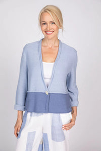 CARDIGAN SWEATER | TWO TONES-Jackets & Sweaters-OLIVIA-SMALL-RAIN-Coriander