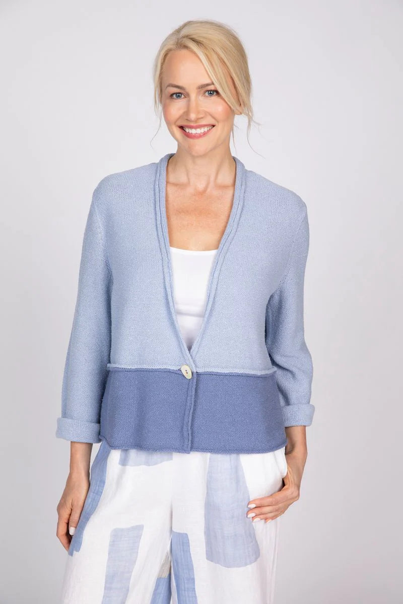 CARDIGAN SWEATER | TWO TONES-Jackets & Sweaters-OLIVIA-SMALL-RAIN-Coriander
