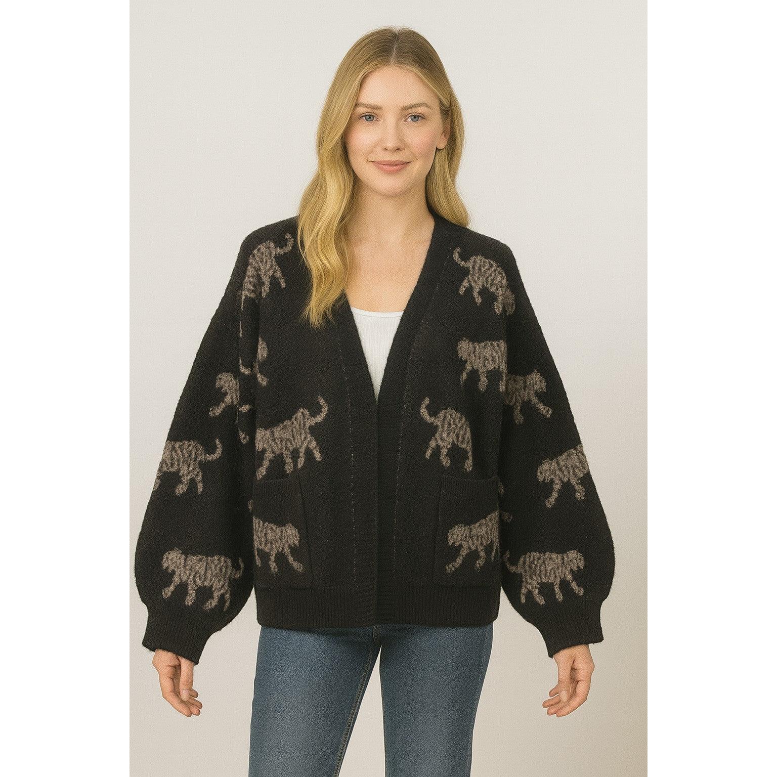 CARDIGAN SWEATER | WILDCAT-Jackets & Sweaters-DREAMERS BY DEBUT-SMALL-MED-Black-Coriander