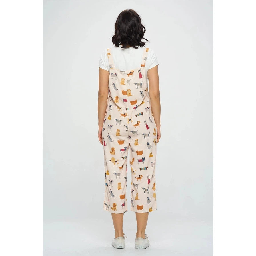 CARTOON DOG PRINT OVERALLS-Bottoms-SM WARDROBE-Coriander