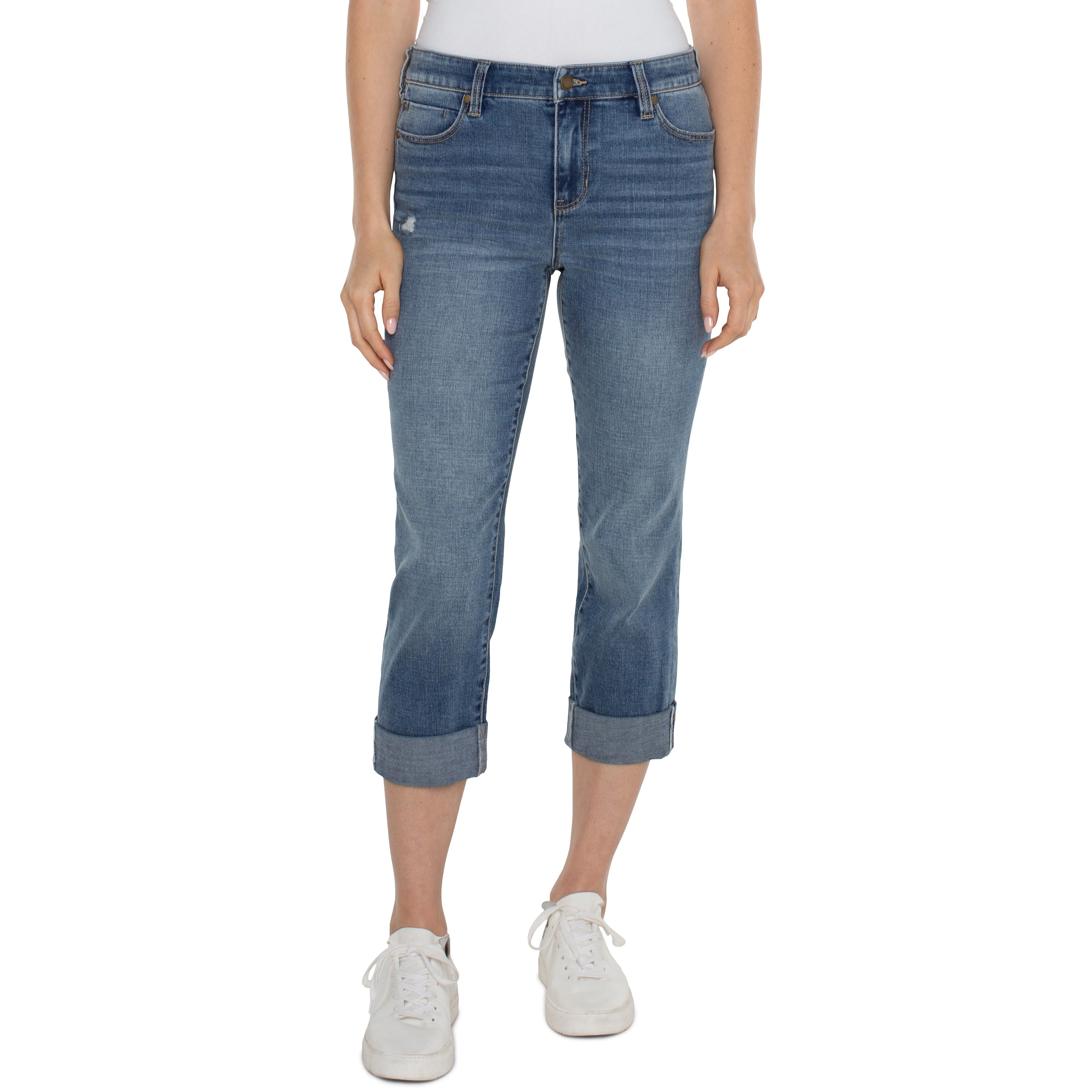 CHARLIE CROP WIDE ROLLED CUFF-Denim-LIVERPOOL-Coriander