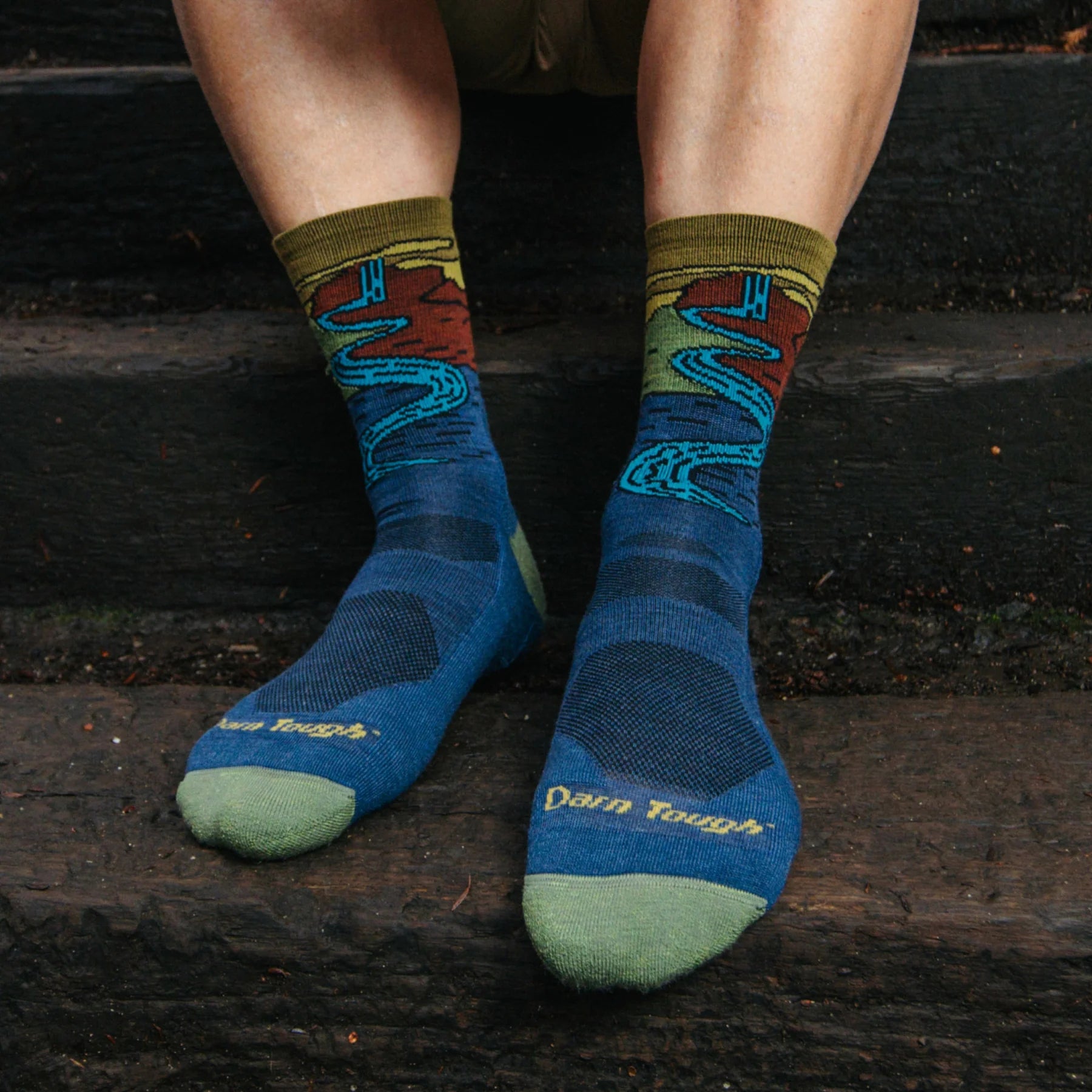 CHASING WATERFALLS MICRO CREW SOCKS-Socks & Footwear-DARN TOUGH-MEDIUM-DENIM-Coriander