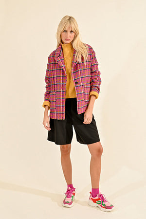 CHECKED PALETOT JACKET-Jackets & Sweaters-MOLLY BRACKEN-Coriander