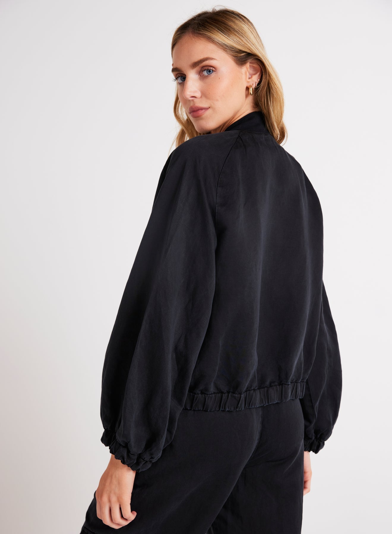 CHLOE CLEAN BOMBER JACKET-Jackets & Sweaters-BELLA DAHL-SMALL-Black-Coriander