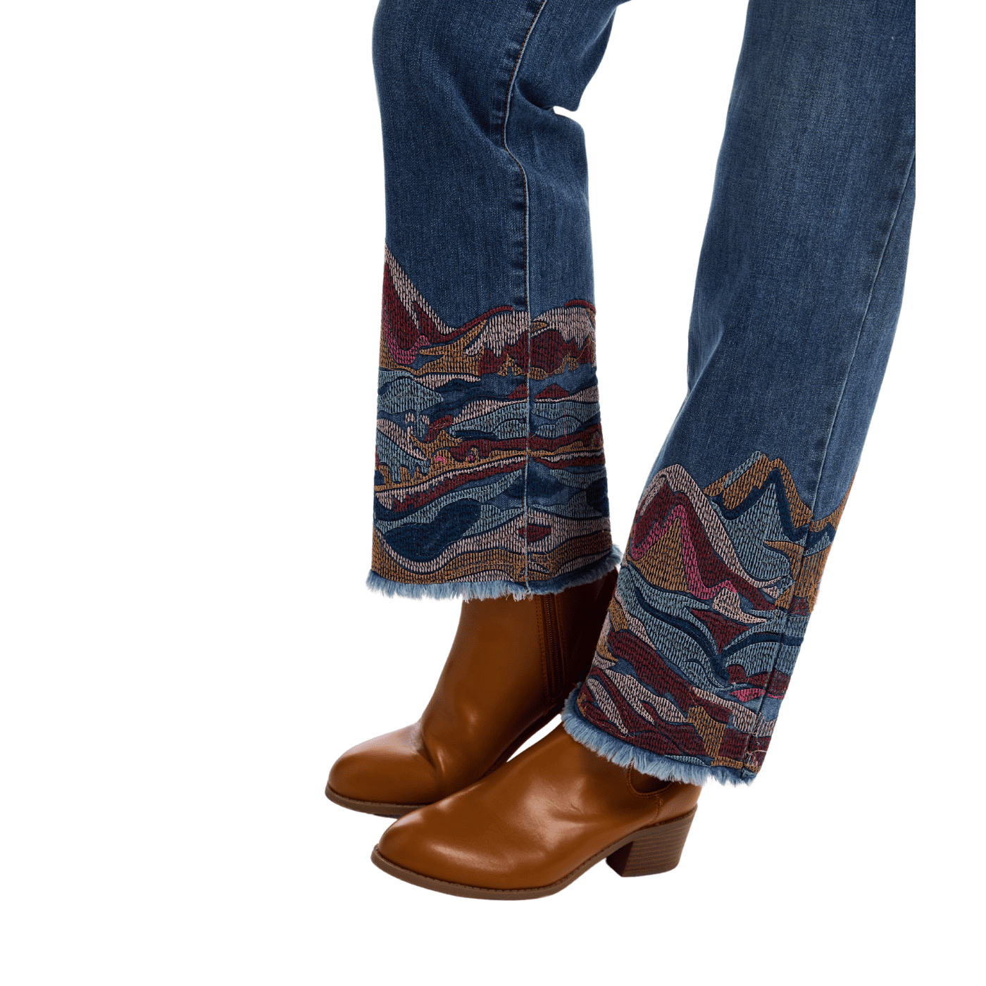 CHRISTINA STRAIGHT LEG EMBROIDERED CUFF-Denim-FRENCH DRESSING JEANS-Coriander