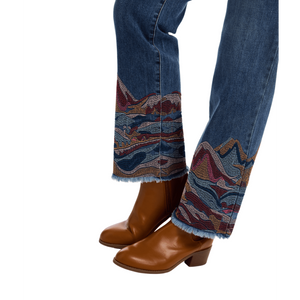 CHRISTINA STRAIGHT LEG EMBROIDERED CUFF-Denim-FRENCH DRESSING JEANS-Coriander