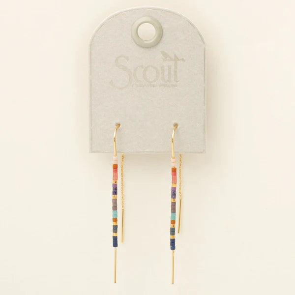 CHROMACOLOUR MIYUKI THREAD EARRINGS | DARK MULTI & GOLD-Jewellery-SCOUT-Coriander