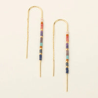 CHROMACOLOUR MIYUKI THREAD EARRINGS | DARK MULTI & GOLD-Jewellery-SCOUT-Coriander