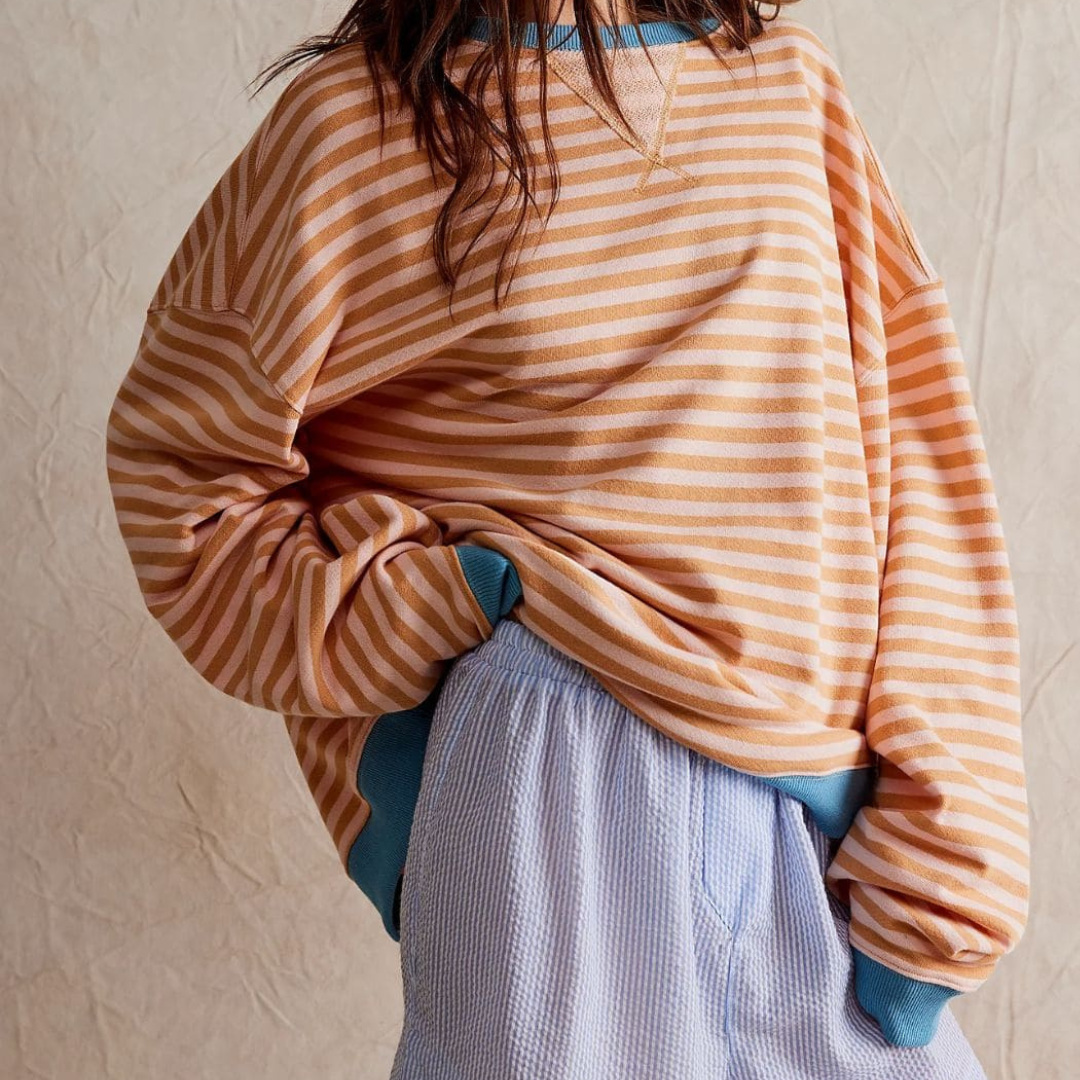 CLASSIC STRIPED CREW-TOP-FREE PEOPLE-Coriander