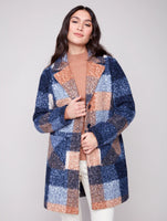 COAT | PLAID BOUCLE KNIT TAILORED COLLAR-Jackets & Sweaters-CHARLIE B-SMALL-MOONLIGHT-Coriander