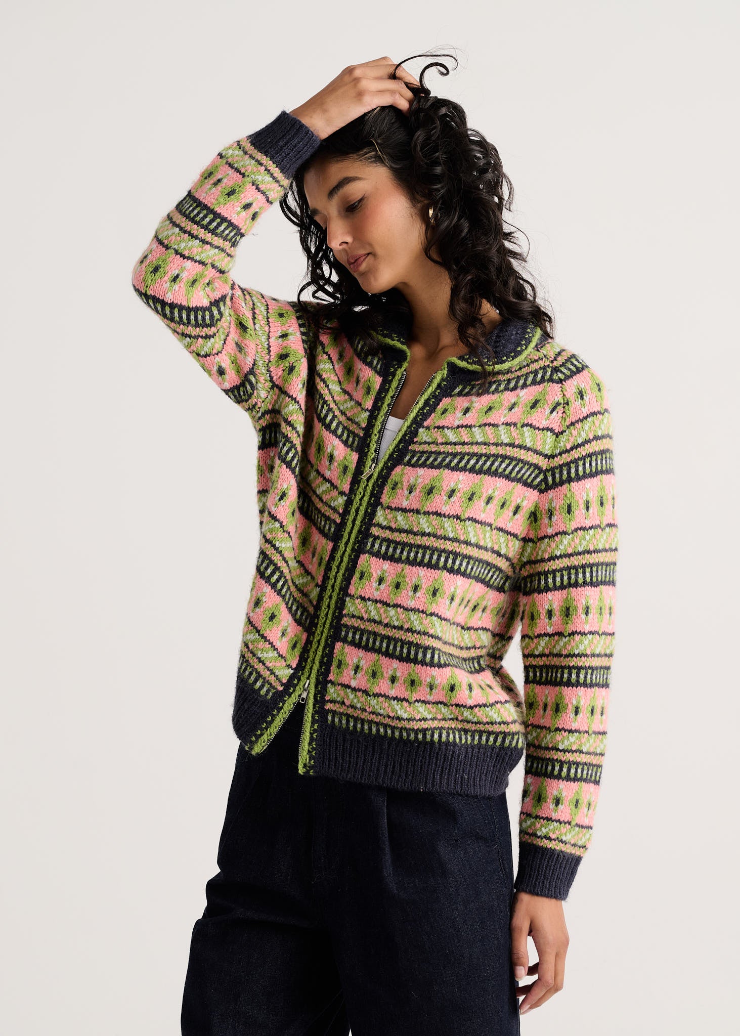 COLLARED SWEATER JACKET | FAIR ISLE-Jackets & Sweaters-ZAKET & PLOVER-Coriander