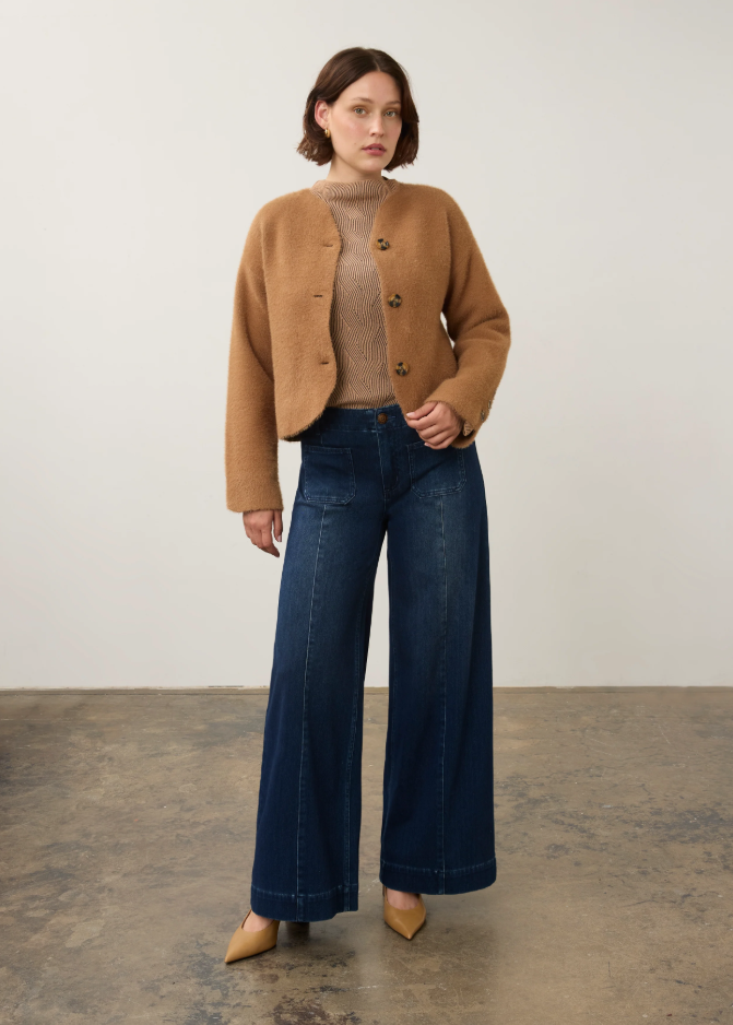 COLLARLESS KNIT SWEATER JACKET