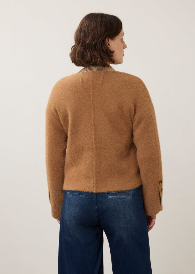 COLLARLESS KNIT SWEATER JACKET
