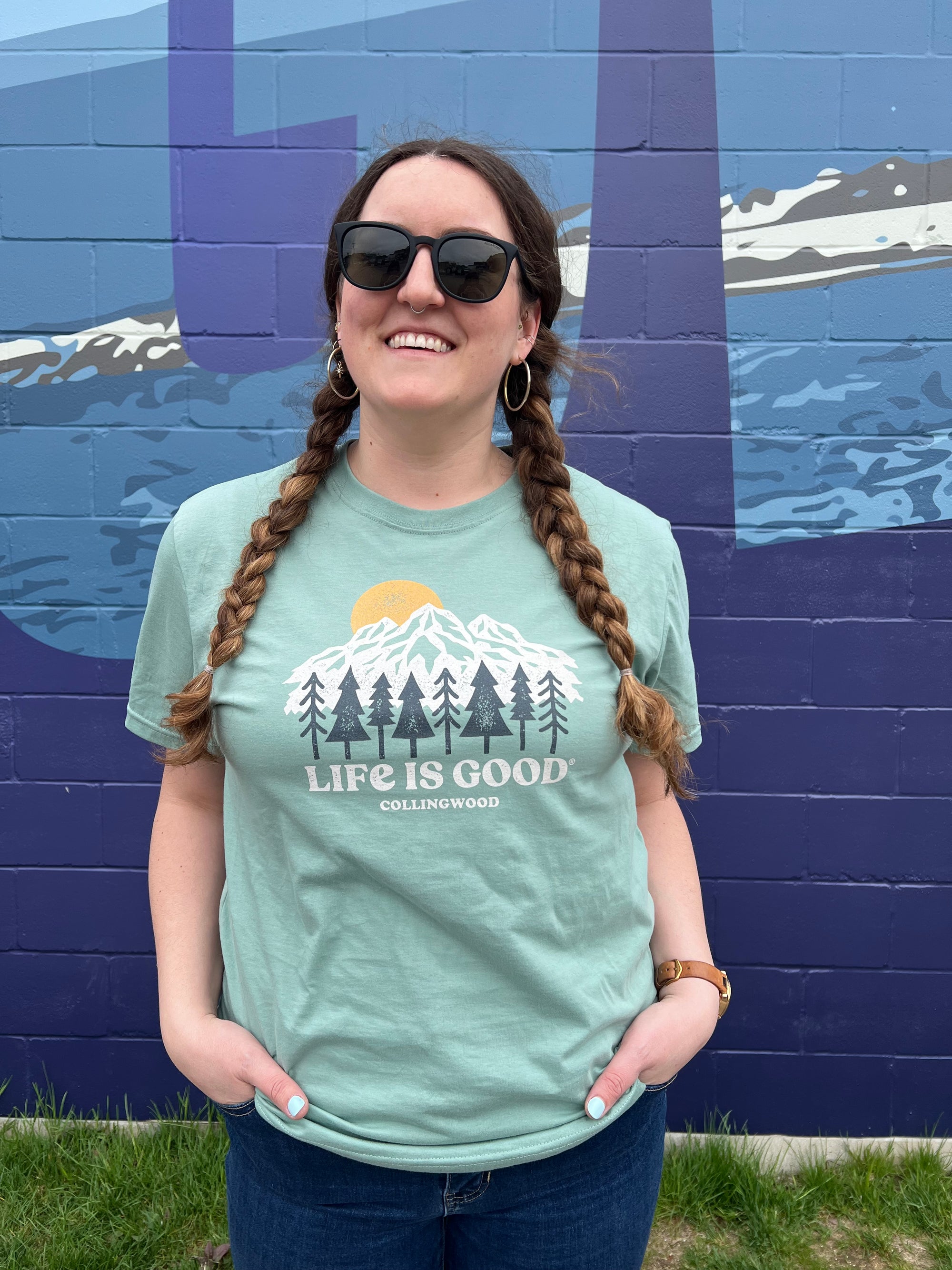 COLLINGWOOD T-SHIRT | MOUNTAINS & TREES-Top-LIFE IS GOOD-SMALL-SAGE-Coriander