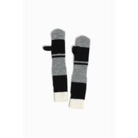 COLOUR BLOCK LONG KNIT MITTENS-Accessories-LOOK BY M-BLACK-Coriander