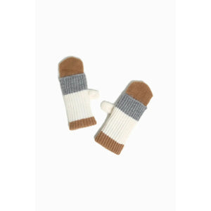 COLOUR BLOCK LONG KNIT MITTENS-Accessories-LOOK BY M-CAMEL-Coriander