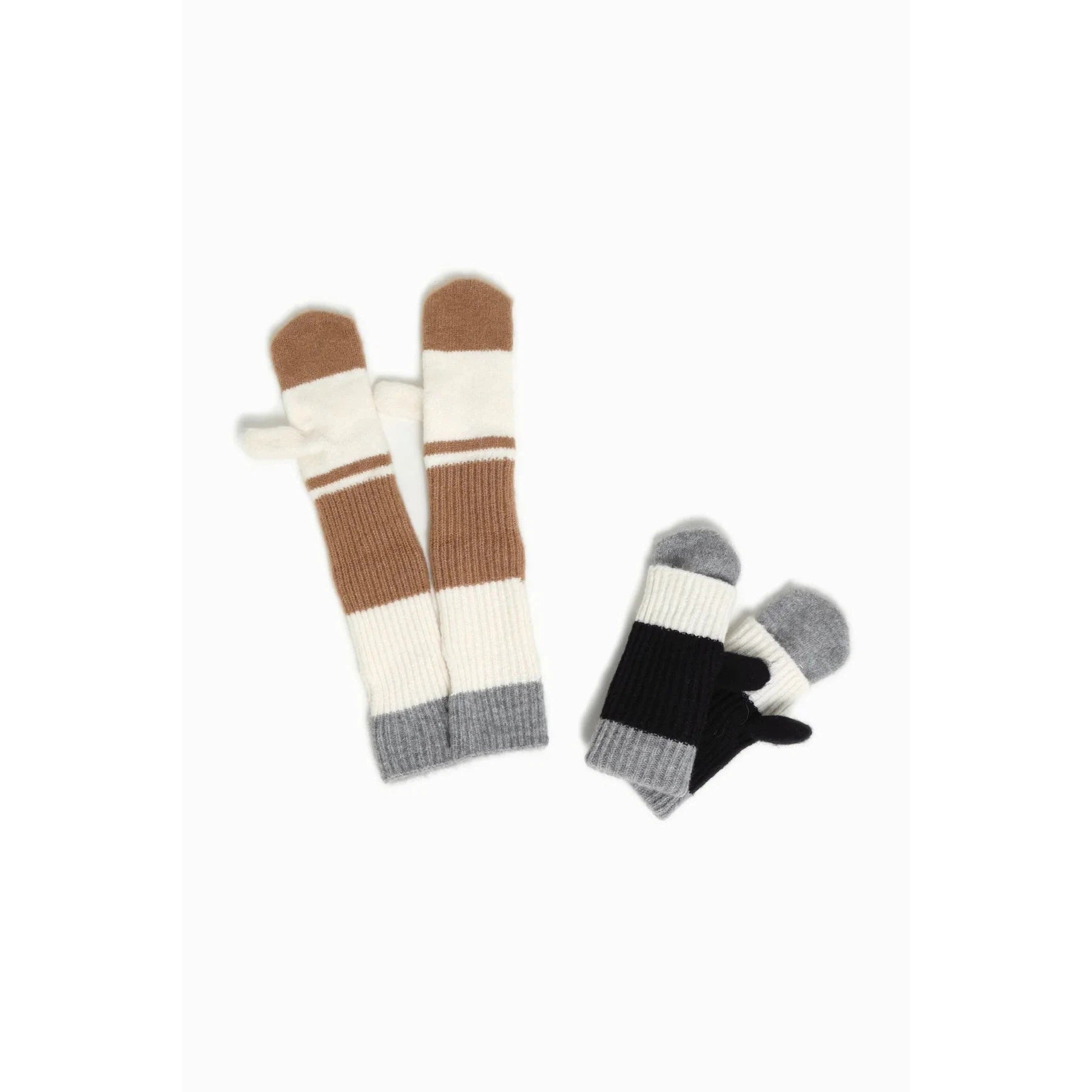 COLOUR BLOCK LONG KNIT MITTENS-Accessories-LOOK BY M-Coriander