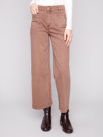 COLOUR TWILL PANTS | CROP-Bottoms-CHARLIE B-Coriander