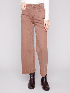 COLOUR TWILL PANTS | CROP-Bottoms-CHARLIE B-Coriander