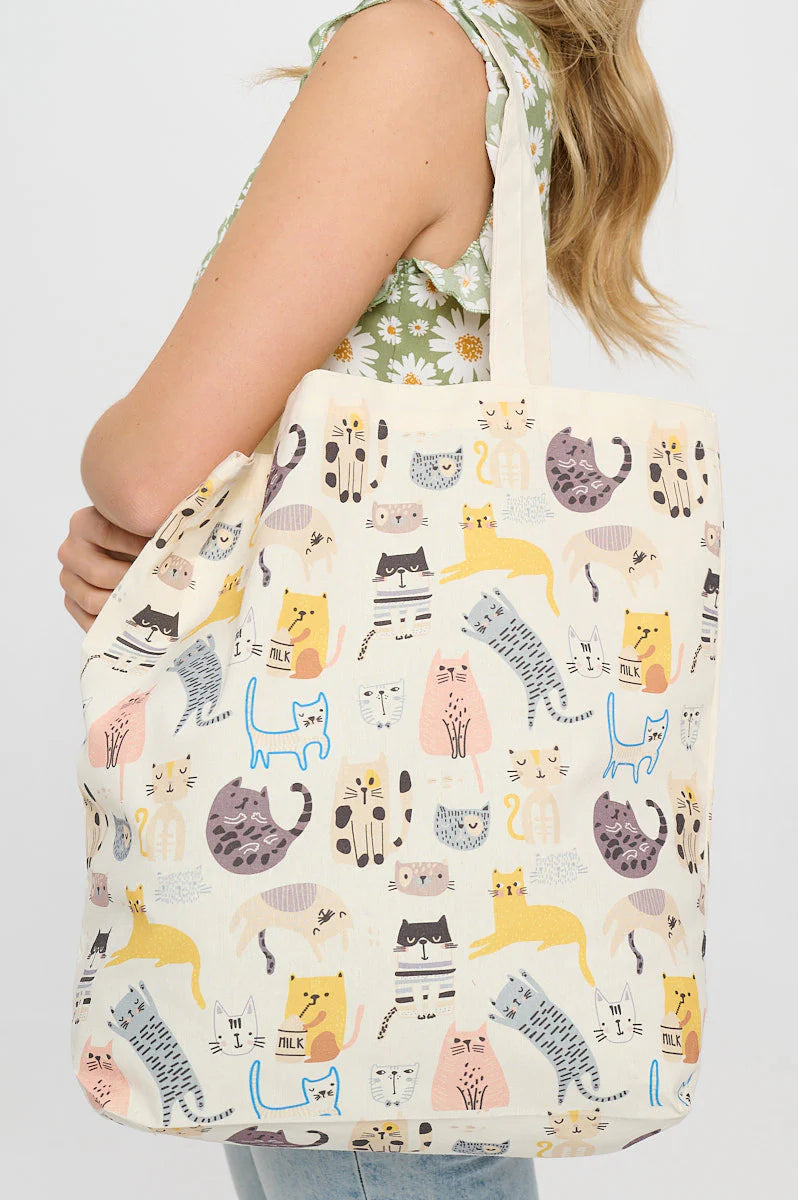 COLOURFUL CATS TOTE BAG-Bags & Wallets-SM WARDROBE-Coriander