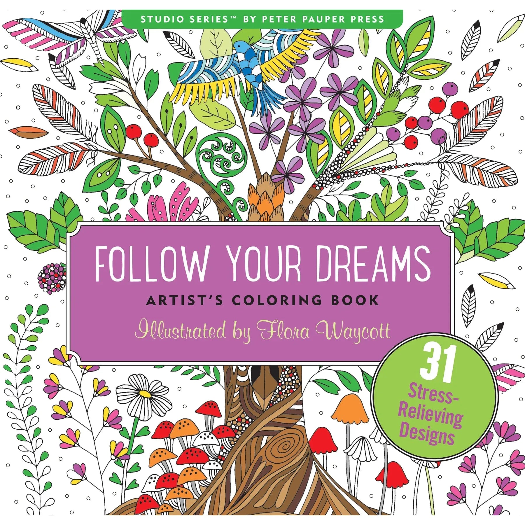 COLOURING BOOK | FOLLOW YOUR DREAMS-Books & Stationery-PETER PAUPER PRESS-Coriander