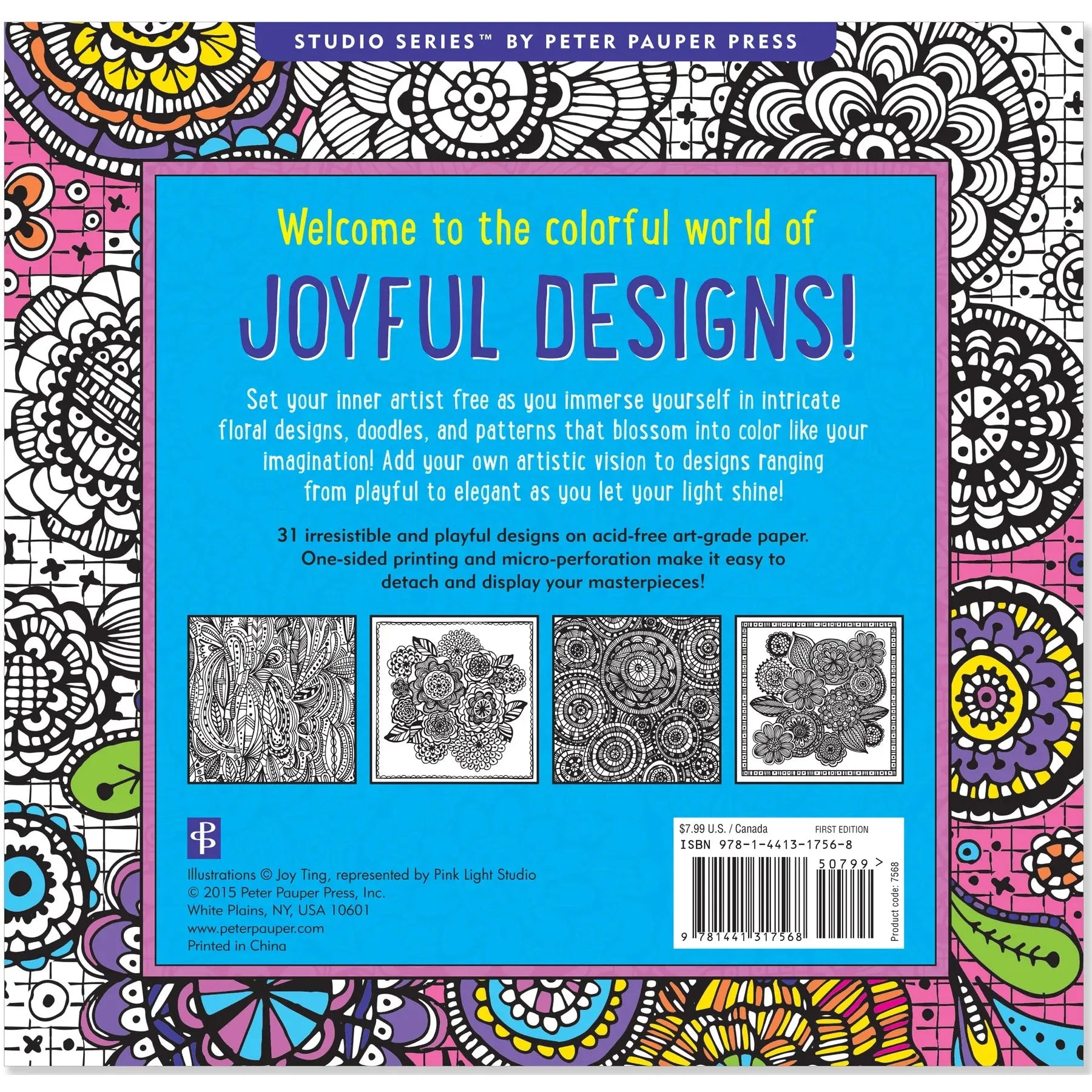 COLOURING BOOK | JOYFUL DESIGNS-Books & Stationery-PETER PAUPER PRESS-Coriander