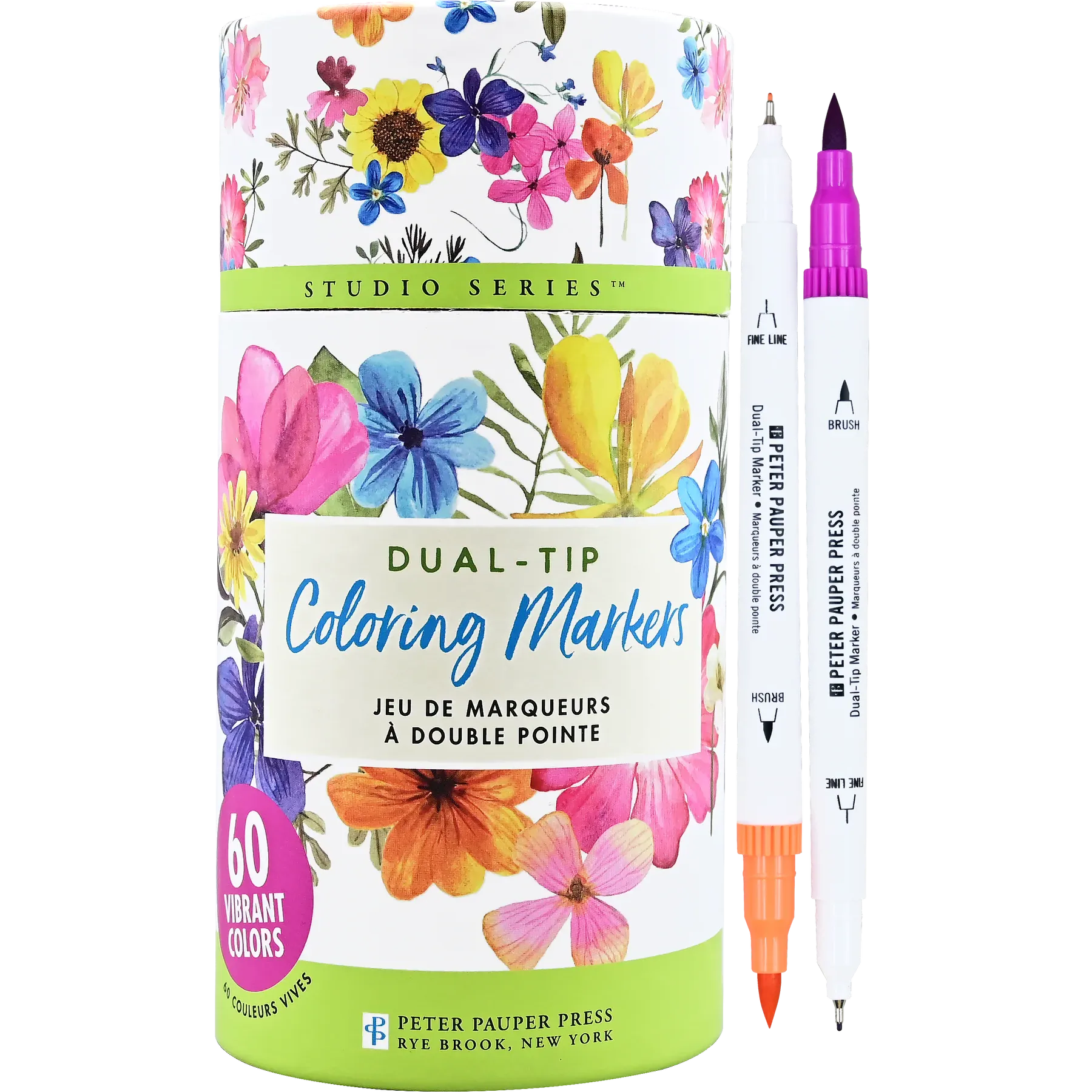 COLOURING MARKERS | SET OF 60 DUAL-TIP-Books & Stationery-PETER PAUPER PRESS-Coriander
